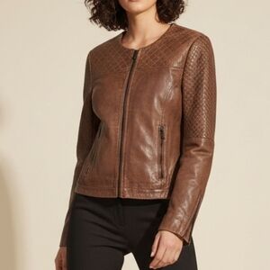 Bod & Christensen lambskin leather jacket size M Quilted Biker Cotton Linning